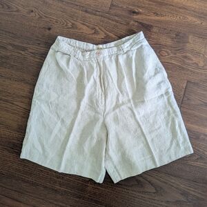 Talbots High Waist Linen Shorts - Cream